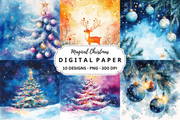 Download Watercolor Magical Christmas Background - Magical christmas background Collection
