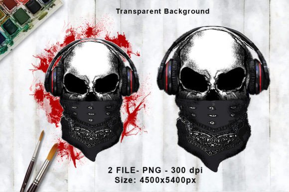 Download Skull with Headphones and Bandana - Skull Collection