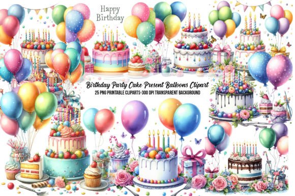 Download Birthday Party Cake Present Balloons - Balloon Collection